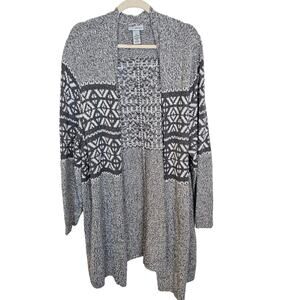 Catherines Sweater Duster Cardigan Sweater Knit Sweater Women 3X 26/28W Gray